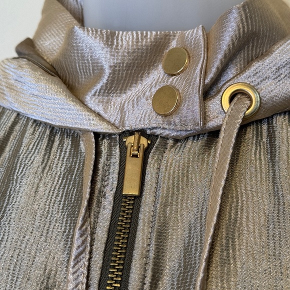 ZARA | Jewel Tone Color Block Satin Sheen Zip Up Hooded Coat Bomber Jacket - Picture 8 of 16